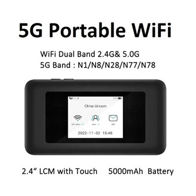 comprare 5000mAh 5G Dual-Band Pocket Router WiFi 6 Hotspot with SIM Slots 72H Streaming for Travel & Remote Work online manufacture